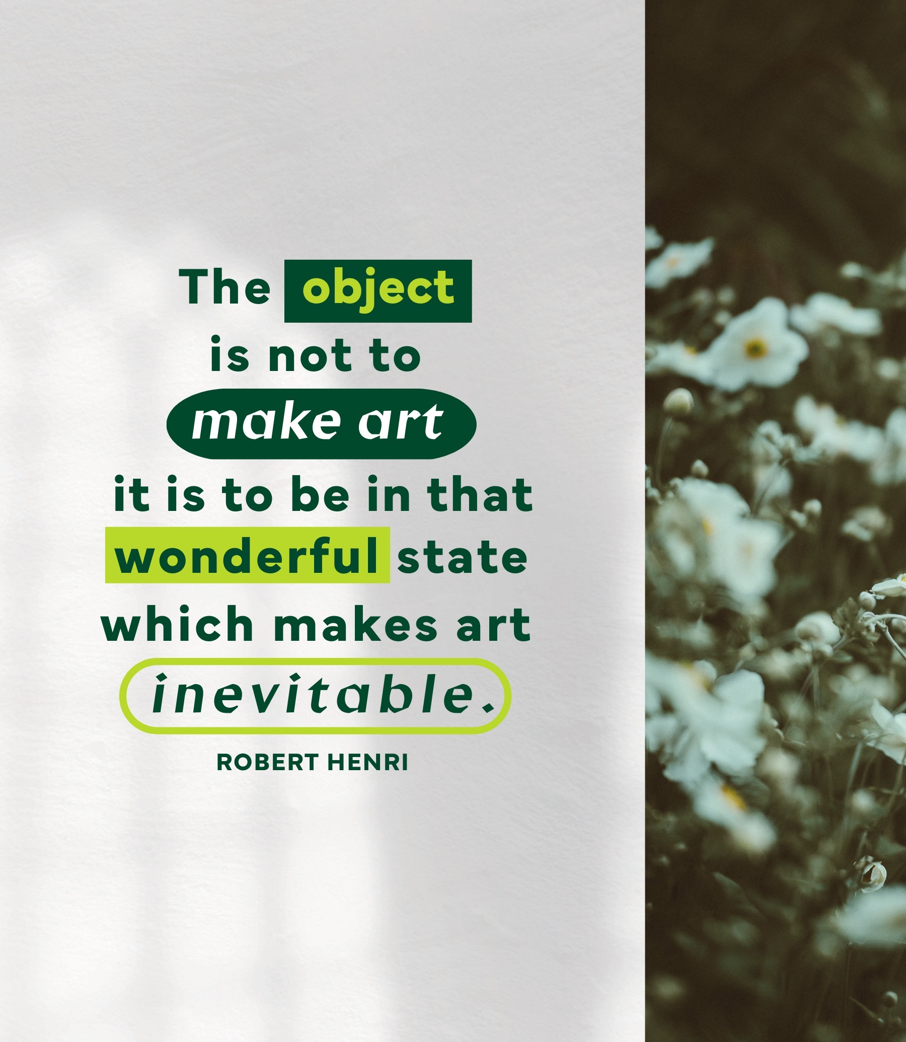 promotional graphic for Create Collab - Robert Henri quote